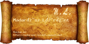Madarász Lóránt névjegykártya